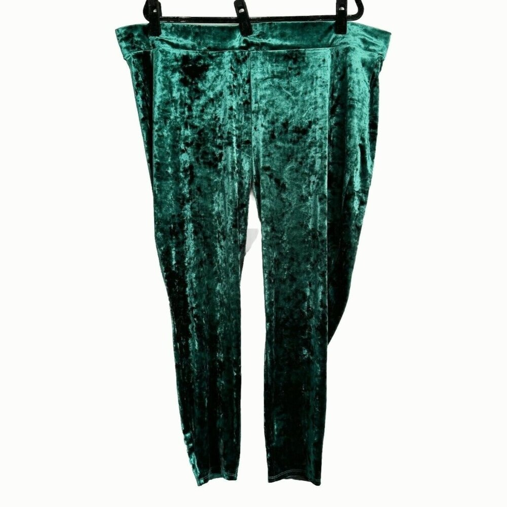 Torrid Jewel Tone Green Crushed Velvet Pants Women’s 5X Opulence Holiday Chic